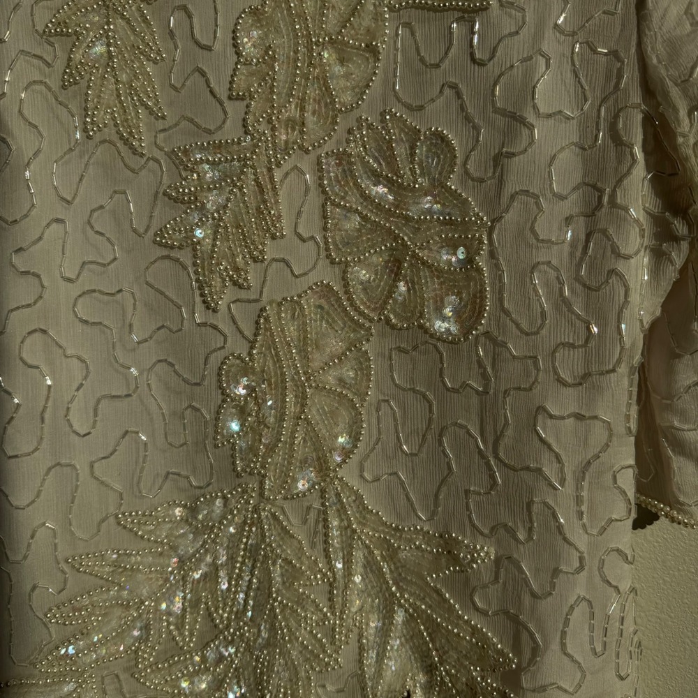 Vintage James‎ River Traders 100% Silk Beaded Evening Top - Picture 6 of 8